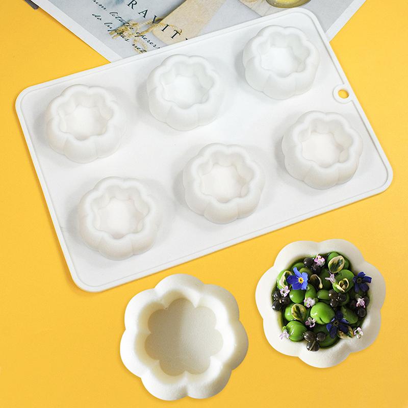 6-Hålighets Blomformade Silikonkakformar Franska Moussekakformar Hem Bakverktyg Kökstyling Och Baktillbehör