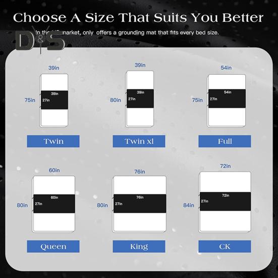 Grounding Sheet for Bed Grounding Mat with Cord Grounded Therapy Pad On Bed for Pain Relief Inflammation Improved Sleep Health