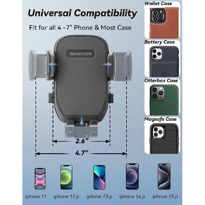 Cup Holder Phone Mount for Car, Phone Cup Holder for Car iPhone with Expandable Base, Compatible with iPhone Samsung All Phones (1 Pack)