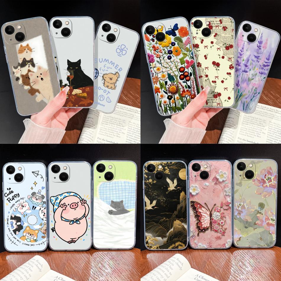 For iPhone 13 Pro Max 13 mini Phone Case Butterfly Patterns Soft Slim Transparent Silicone Cover For iPhone13 Lightweight Funda