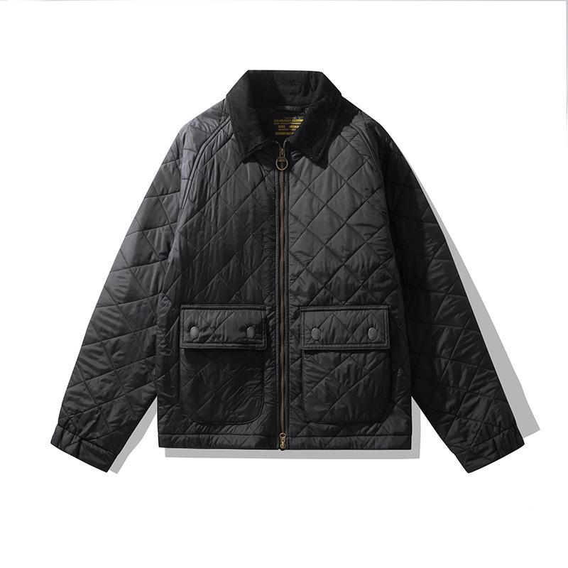 

American Retro Diamond Shaped Quilted Corduroy Collar Loose Shoulder Autumn Winter Cotton Padded Workwear Jacket for Men Amekaji XXL
