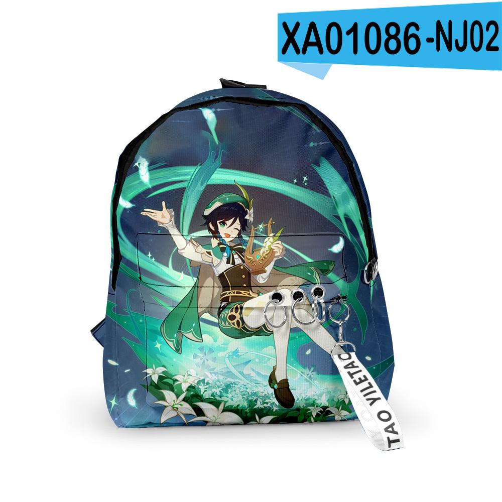 Classic Genshin Impact Venti Backpacks Boys/Girls Pupil School Bags 3D Print Keychains Oxford Waterproof Cute Small Backpacks