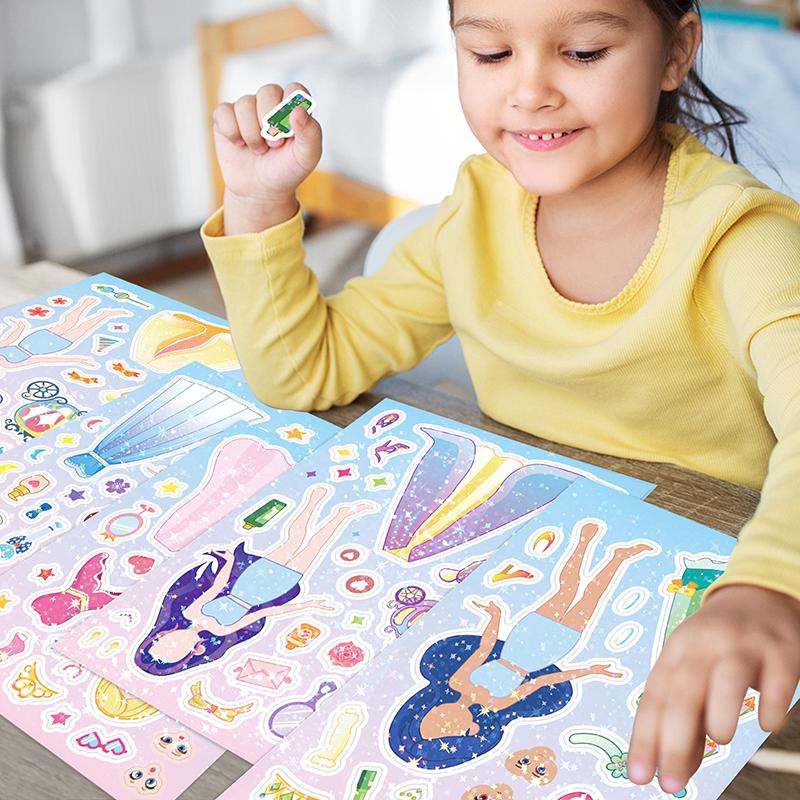8Pcs Diy Stickers Puzzle Face Changing Stickers Animal Assemble Game Montessori Cognition Educational Toys For Children Kids