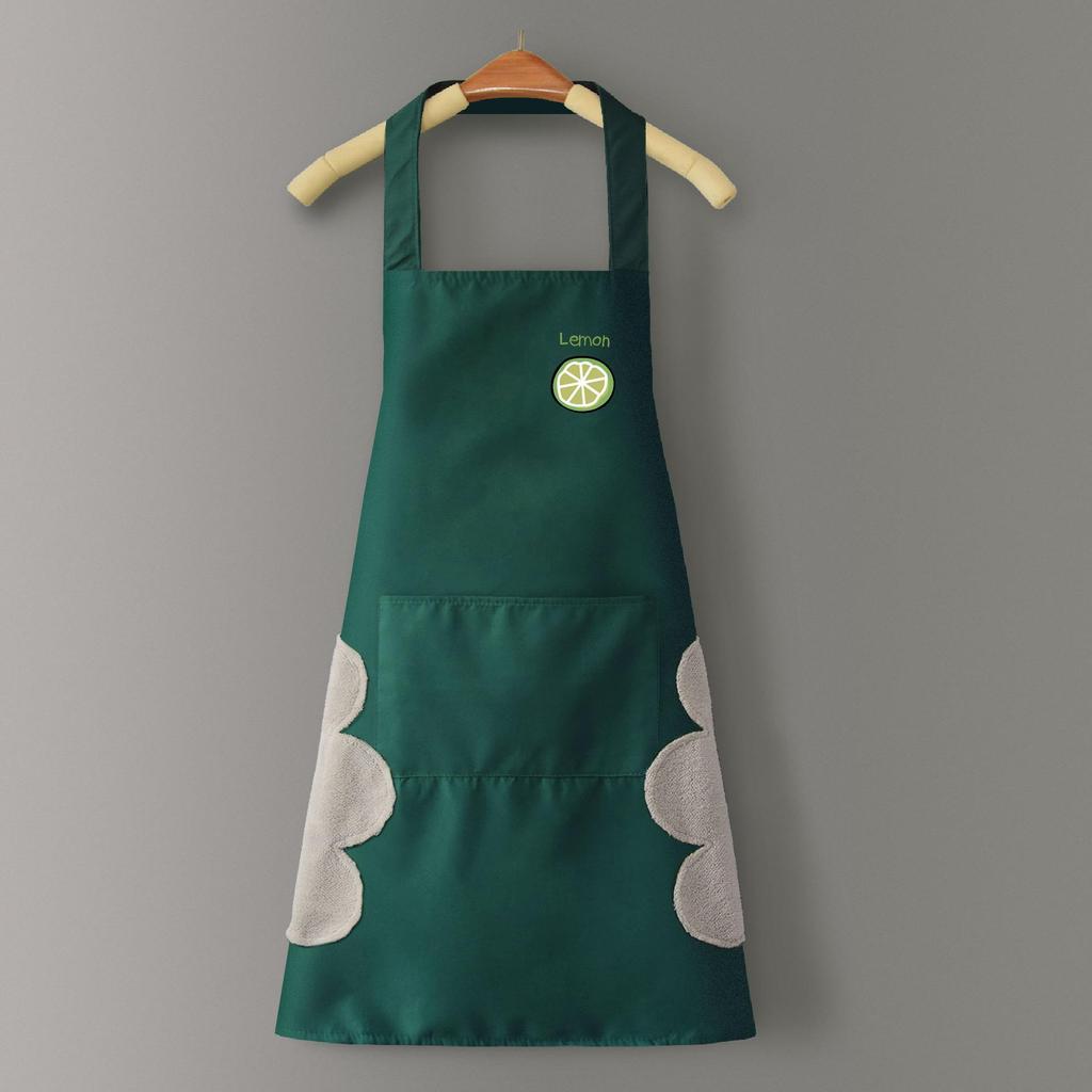 Wodoodporny fartuch dla par w stylu nordyckim i koreańskim z funkcją wycierania rąk, czarno-biały