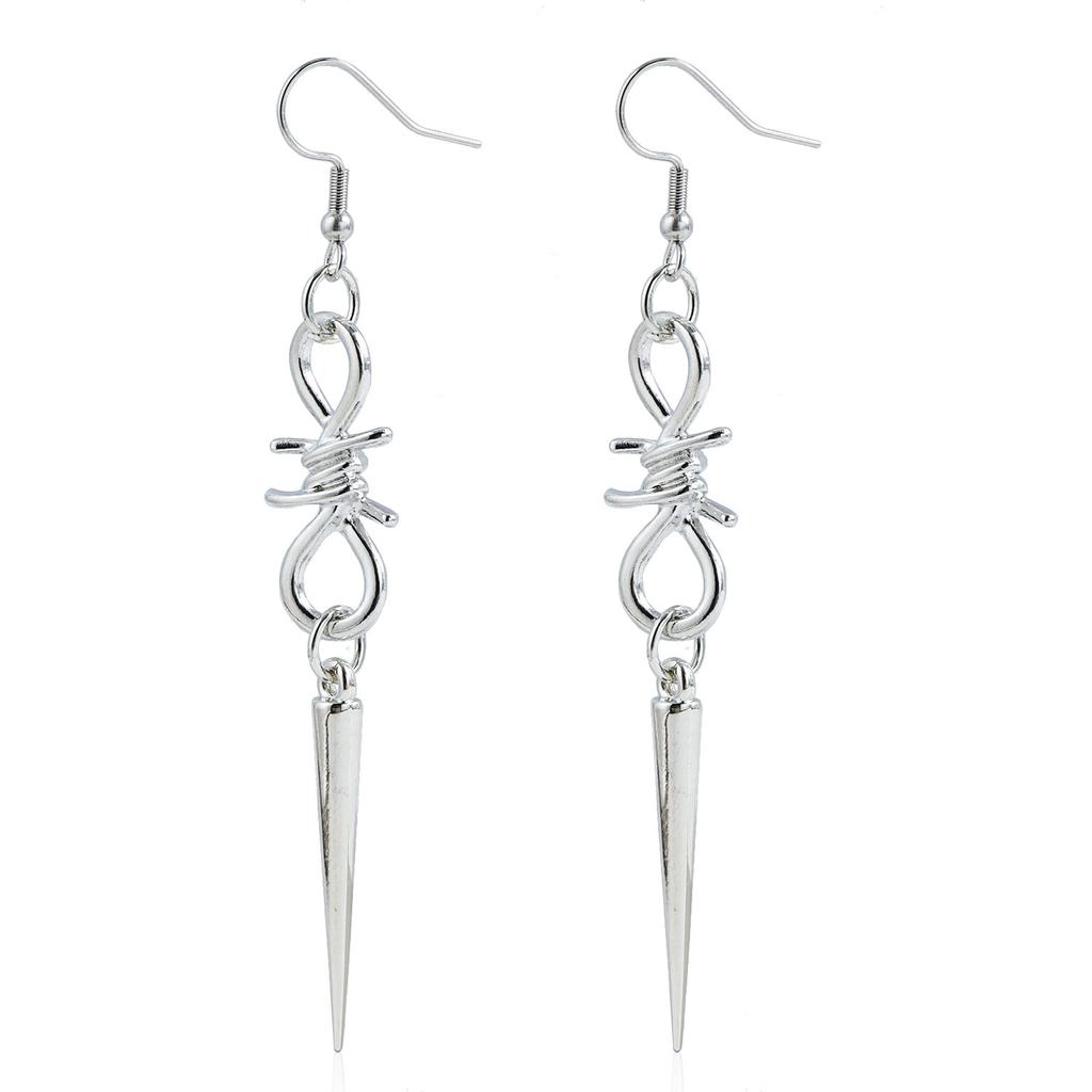 Gothic long fringed rivet pendant, ear hanging earrings, trendy thorn earrings