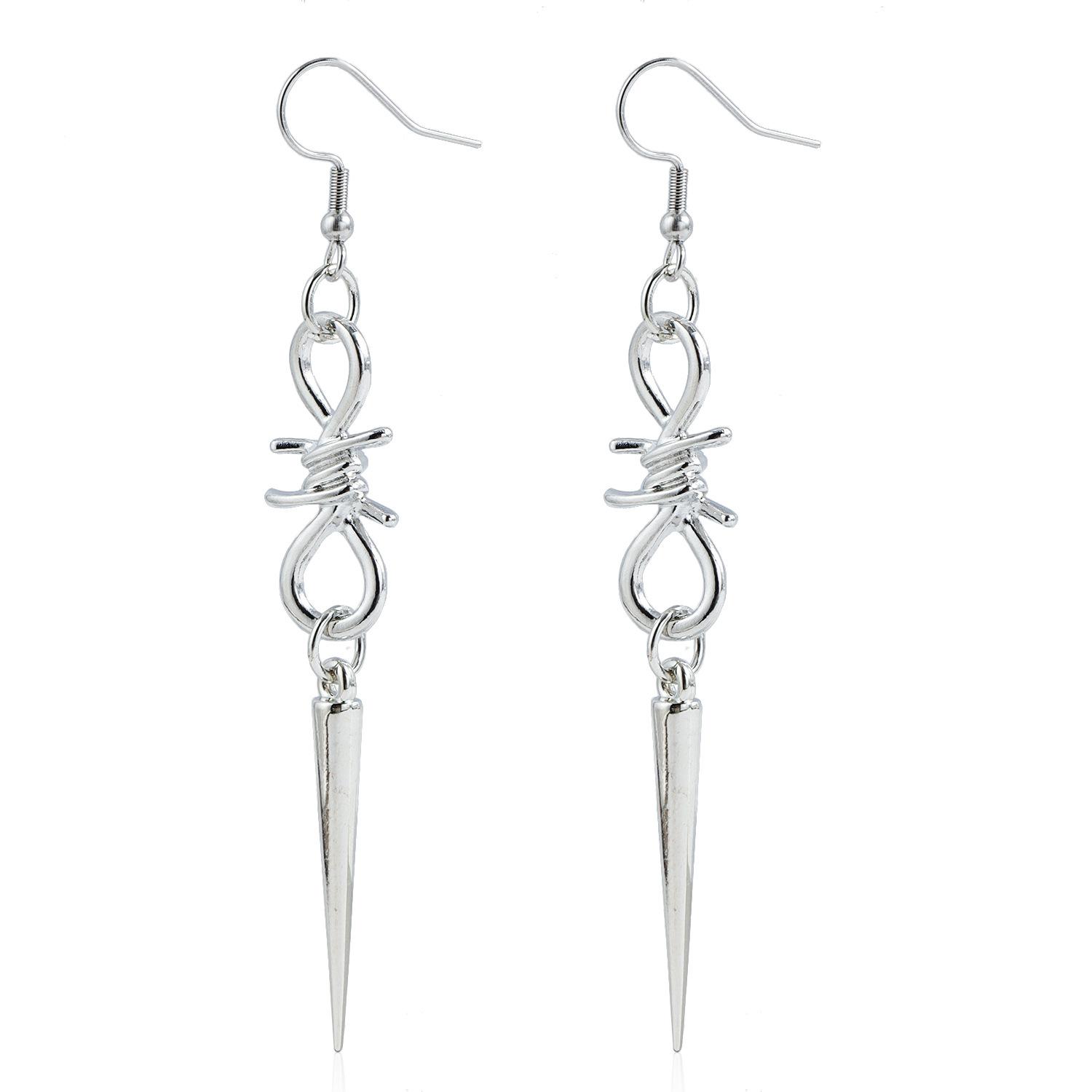 

Gothic long fringed rivet pendant, ear hanging earrings, trendy thorn earrings