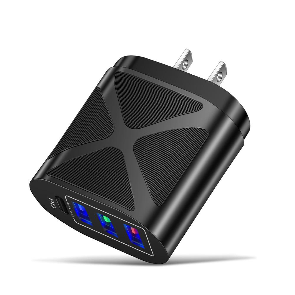 Mobile Phone Charging Head Fireproof Material 3.1A Multi-port 3USB+PD Type-c Mobile Phone Charger