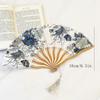 Elegant Silk Folding Fan High Quality Hand Fold Fan Hand Fan Craft Tassel Folding Fan  Living Room