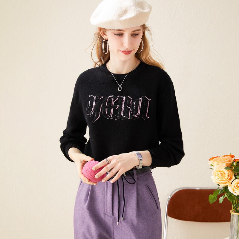 

Tuhuang Women s Thick Pure Wool Drawstring Letter Embroidered Sweater XL