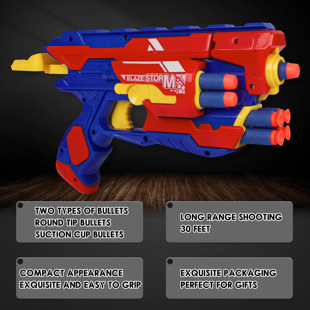 Soft Kids Bullet Toy Gun Dart Blaster 6-Dart Storage Backup  Outdoor Shooting Game Toys Toy Foam Blaster Xmas Birthday Gifts