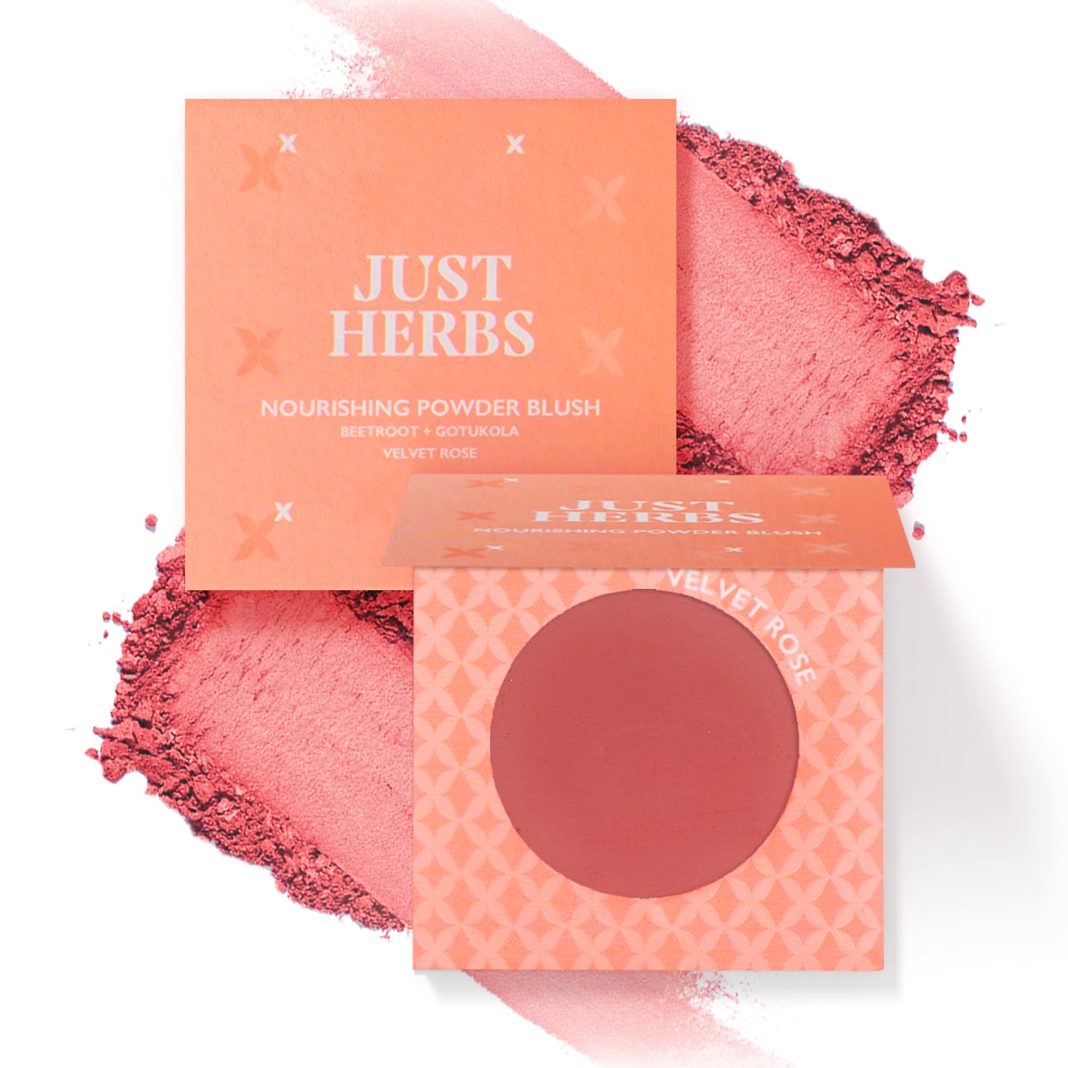 Just Herbs Nourishing Powder Blush Infused with Beetroot & Gotukola Highly Pigmented, Buildable Suitable for All Skin Tones - 3.5 g (Velvet Rose)