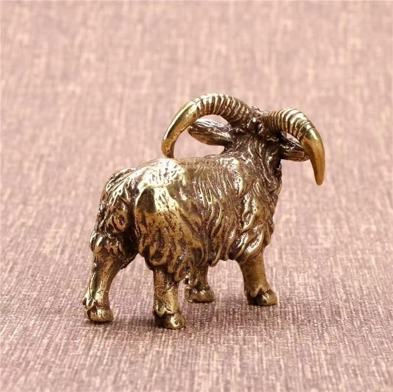 Cobre Antiguo Animal del Zodíaco Oveja Miniatura Muñeca Latón Sólido Cabra Joyería Accesorios Decoración del Hogar Decoración de Escritorio