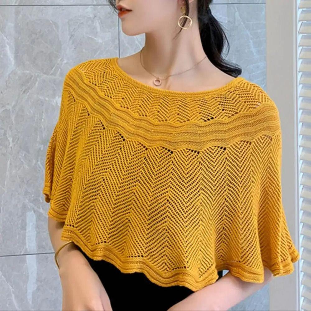 Flower Neck Guard Cloak Scarf Breathable Sunscreen Blouse Pullover Stylish Knitted Shawl  Holiday