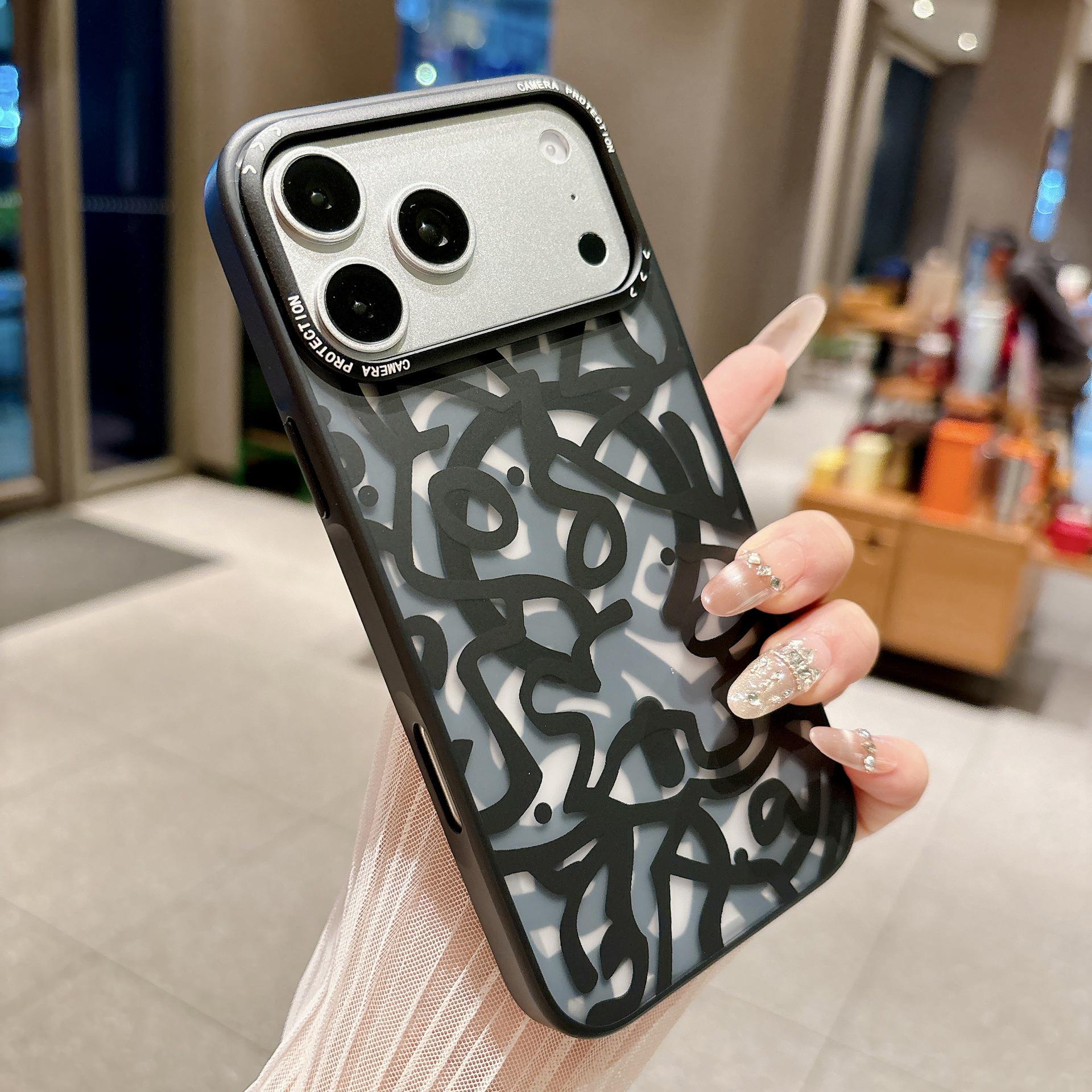 Frosted Metallic Magnetic Graffiti Phone Case for iPhone 17 Pro Max - Drop-Proof Protection Pro Max чёрный