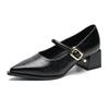 83656-1 Huidong County Daling Schuhe Mary Janes Damenschuhe Dicker Absatz Hohe Absätze Frühling Einzelne Schuhe Damen Spitz Kleine Lederschuhe