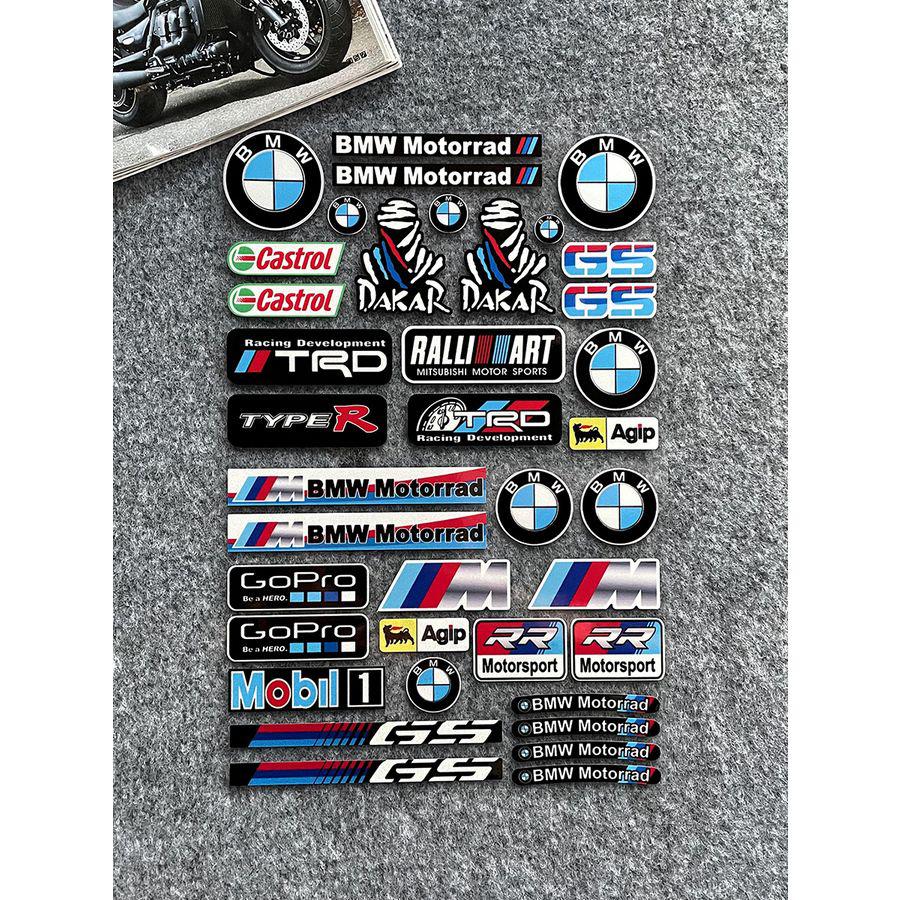 kfwhl7 Reflective Stickers for BMW Motorcycles - Helmet Decals with BMW Logo for G310GS/S1000RR/1200GS