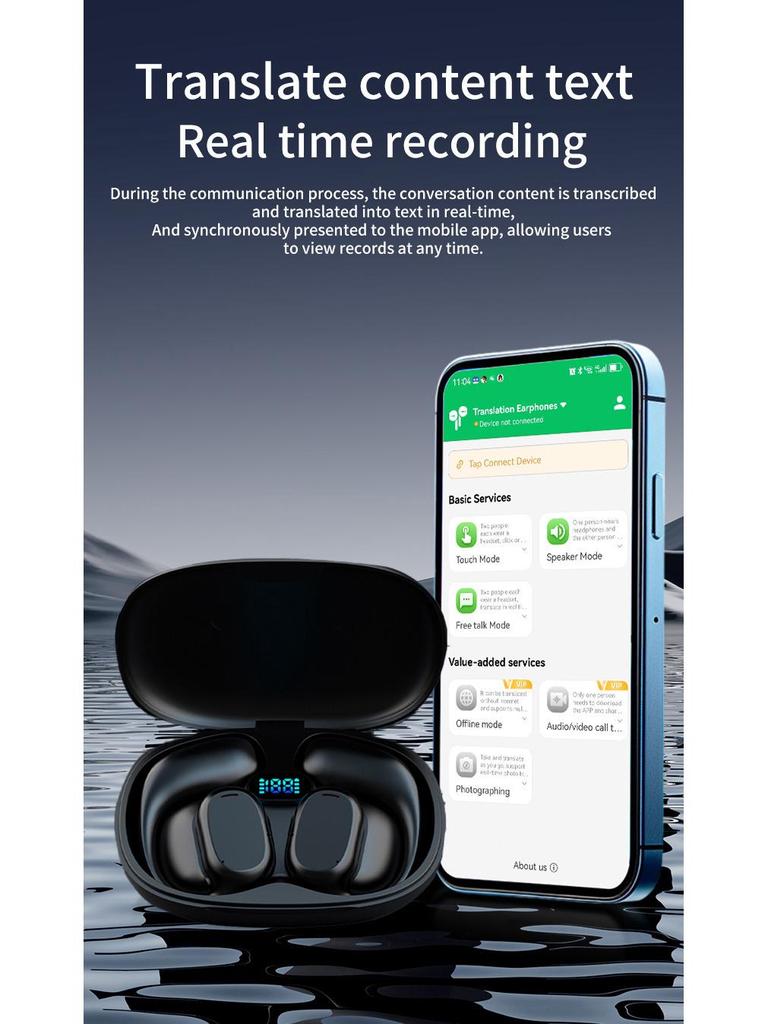 B66 Bluetooth Earphones with Real-time Two-way Translation
