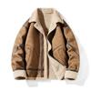 Men’s Suede Jackets Faux Leather Fleece Lined Mid Length Coats Warm Bomber Jacket Loose Fit Autumn Winter Outer Wear