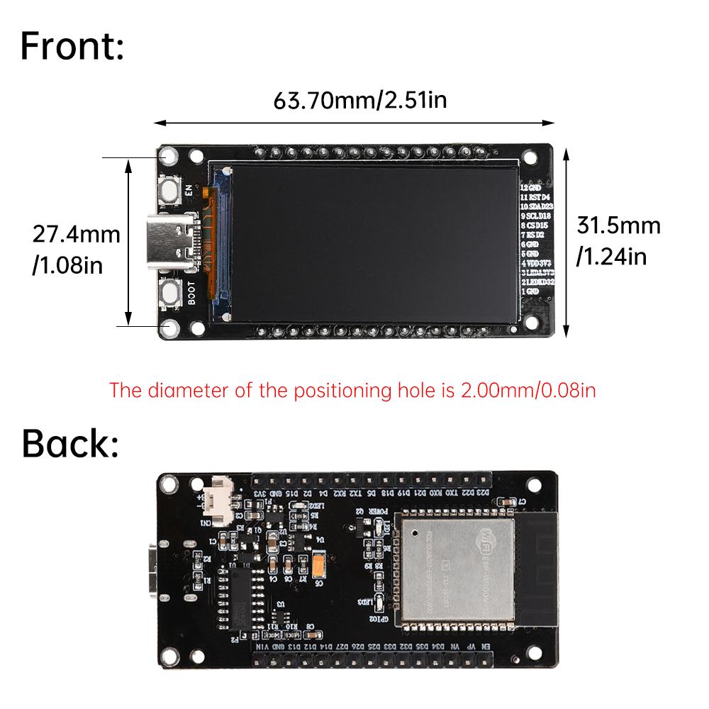 Esp32 1.9-Inch Lcd Screen Wifi Bluetooth Development Board Onboard Esp32-32 Module Type-C WiFi+BL Module