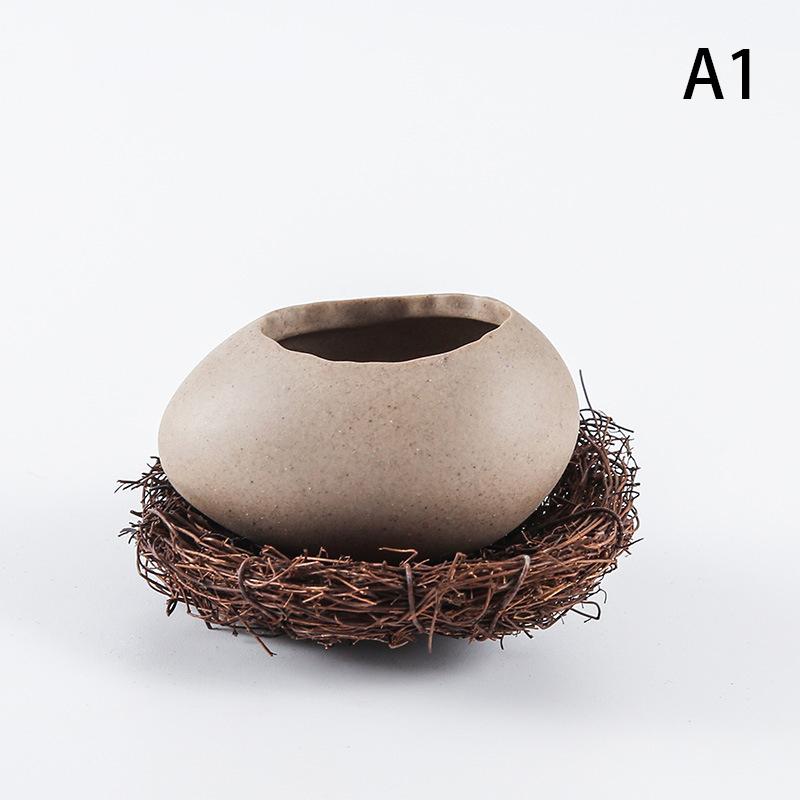 

Creative Bird Nest Decoration Cafes Dessert Bowl Eggshell Ostrich Egg Shaped Ceramic Bowl Cold Drink BBQ Restaurant Tableware