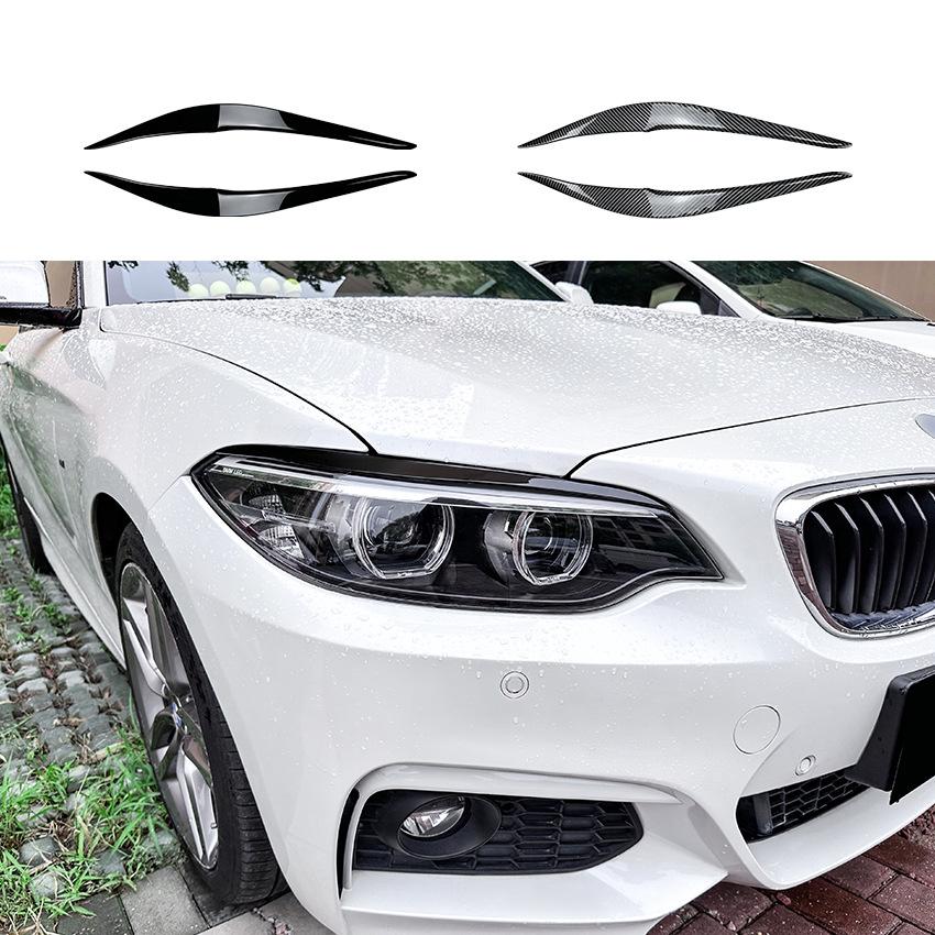 Car Headlight Eyebrows Eyelid Cover Stickers For BMW 2 Series F22 F23 2015-2019 Glossy black/Carbon Fiber look Body Kit Tuning