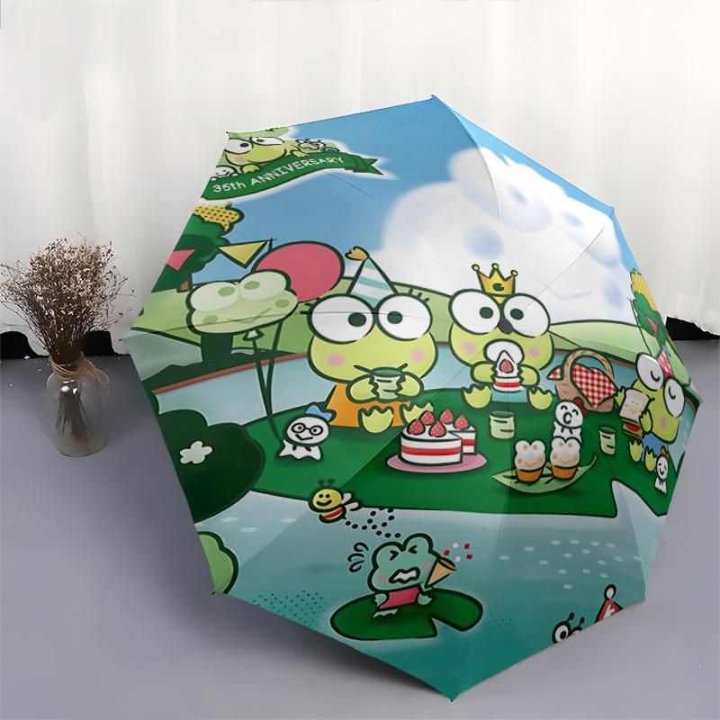 1pc Kero Kero Keroppi 35th Anniversary Automatic Opening/Closing Umbrella with Foldable Design, Iron Frame, Outdoor Use, Festival Gift, Suitable for F