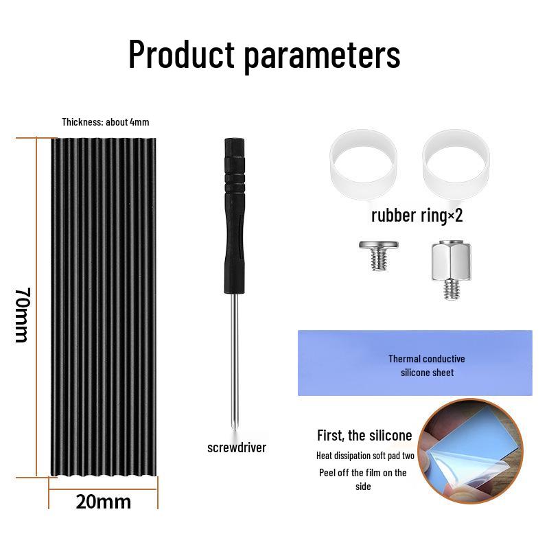 M.2 2280 Aluminum Alloy SSD Heatsink with High Thermal Conductivity