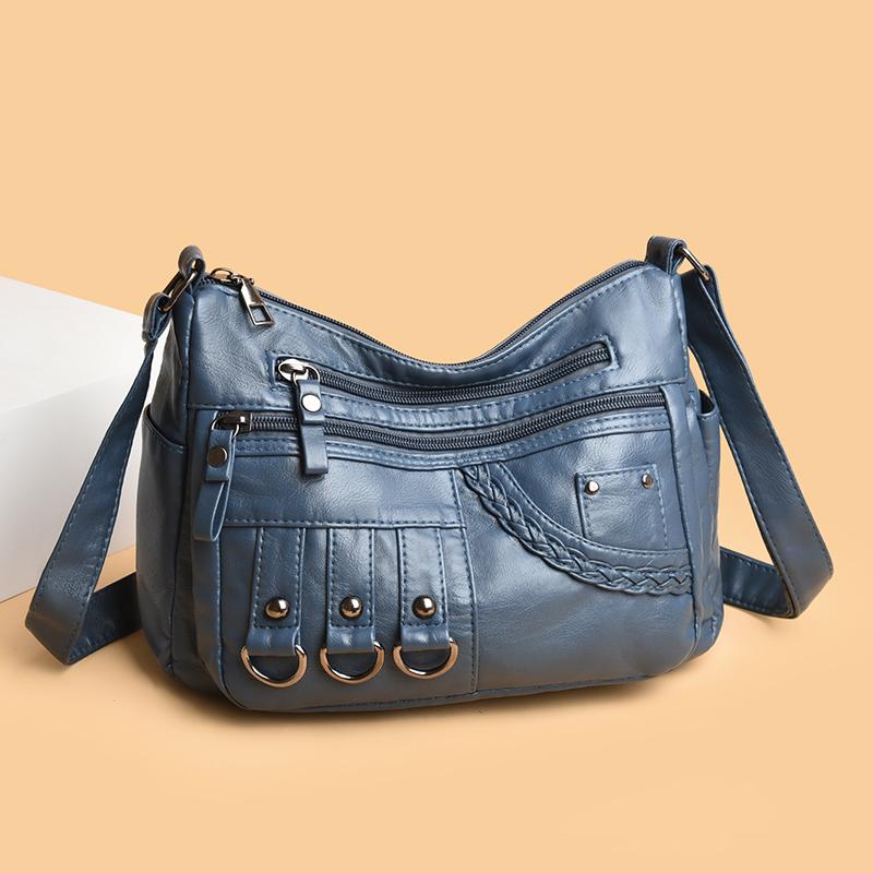 Large Capacity Multi-layer Women's Bag Middle-aged Mother's Bag Soft Leather Crossbody Bag
