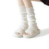 Autumn Winter Relaxed Lazy Warm Vinegar Fiber Knitted Letter Pattern Medium Thickness Socks White Calf Leg Sleeves Pile-up
