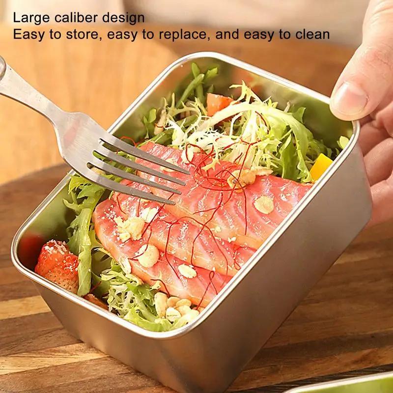 304 Stainless Steel Fresh Keeping Box Airtight Food Storage Container With Lid Lunch Bento Food Box Outdoor Picnic Camping Tools