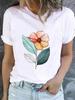 (Asian Size) Style Flower Trend 90s Casual Short Sleeve T Tee Top Clothing Shirt Women Printed Lady Fashion Female Graphic T-shirts