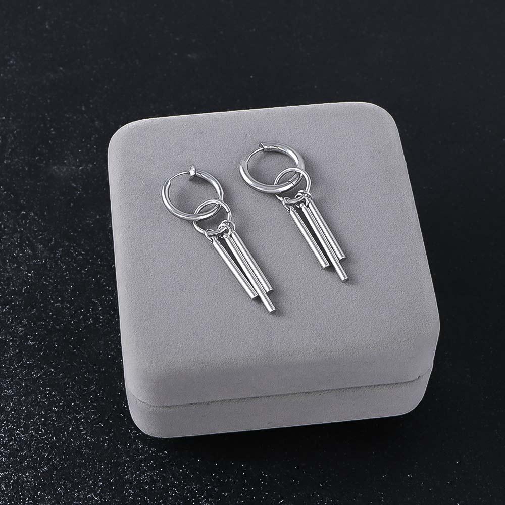 Fashion New Stainless Steel Round Korea Women Hoop Earring Tassel Earring Clip Earring Men Earring
