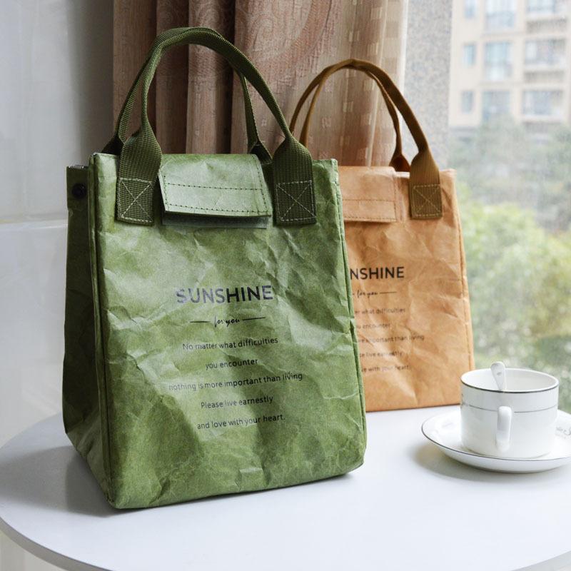 Paper Lunch Bag Waterproof Insulation Bag Lengthen and Thicken Aluminum Foil Japanese Handbag Office Worker Student CLE