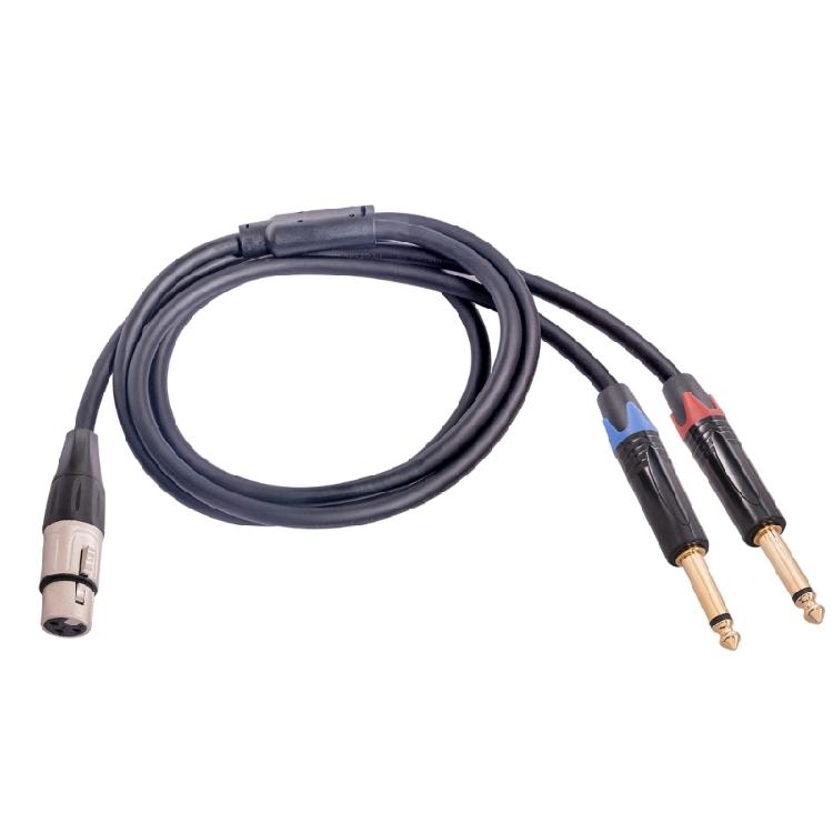 3-Pin XLR Female to Dual 6.35mm 1/4'' TS Mono Microphone Patch Cable for Speaker