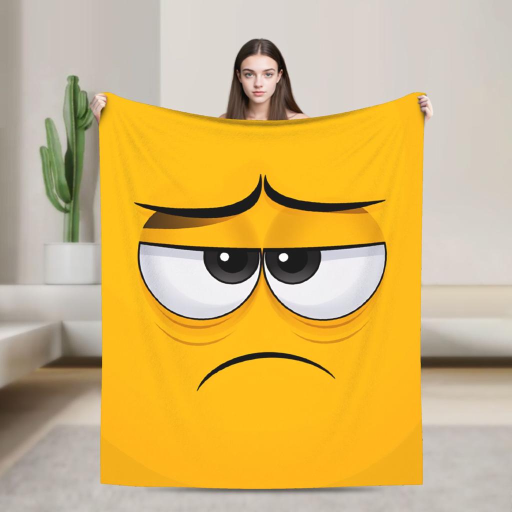 Warm Cozy Throw Blanket Plane Travel An Angry Face And Eyes Funny Meme Blankets Flannel Bedspread For Bedroom Sofa Bed Cover