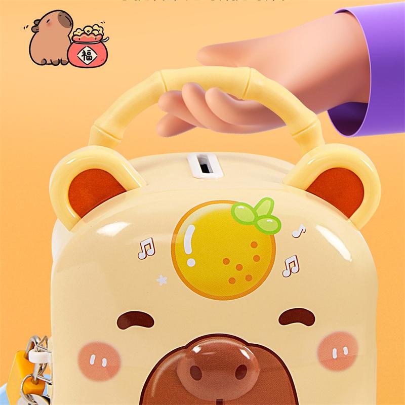 Capybara Piggy Bank, Cute & Lockable Metal Storage Box For Kids & Students, Cute Animal Desktop Ornament Decoration