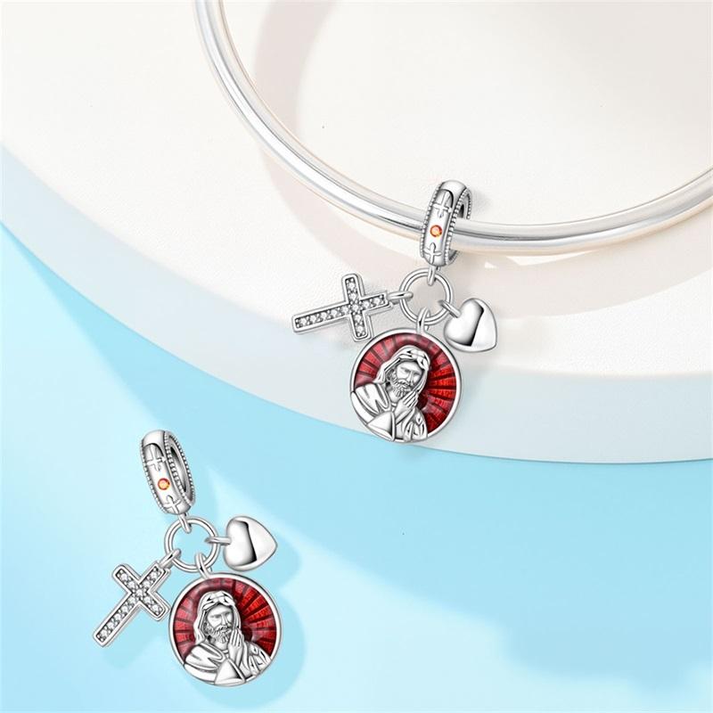 Original New Copper Prayer Virgin Mary Charms Beads Fit Necklace Bracelet Accessory Diy Jewelry For Women Gift