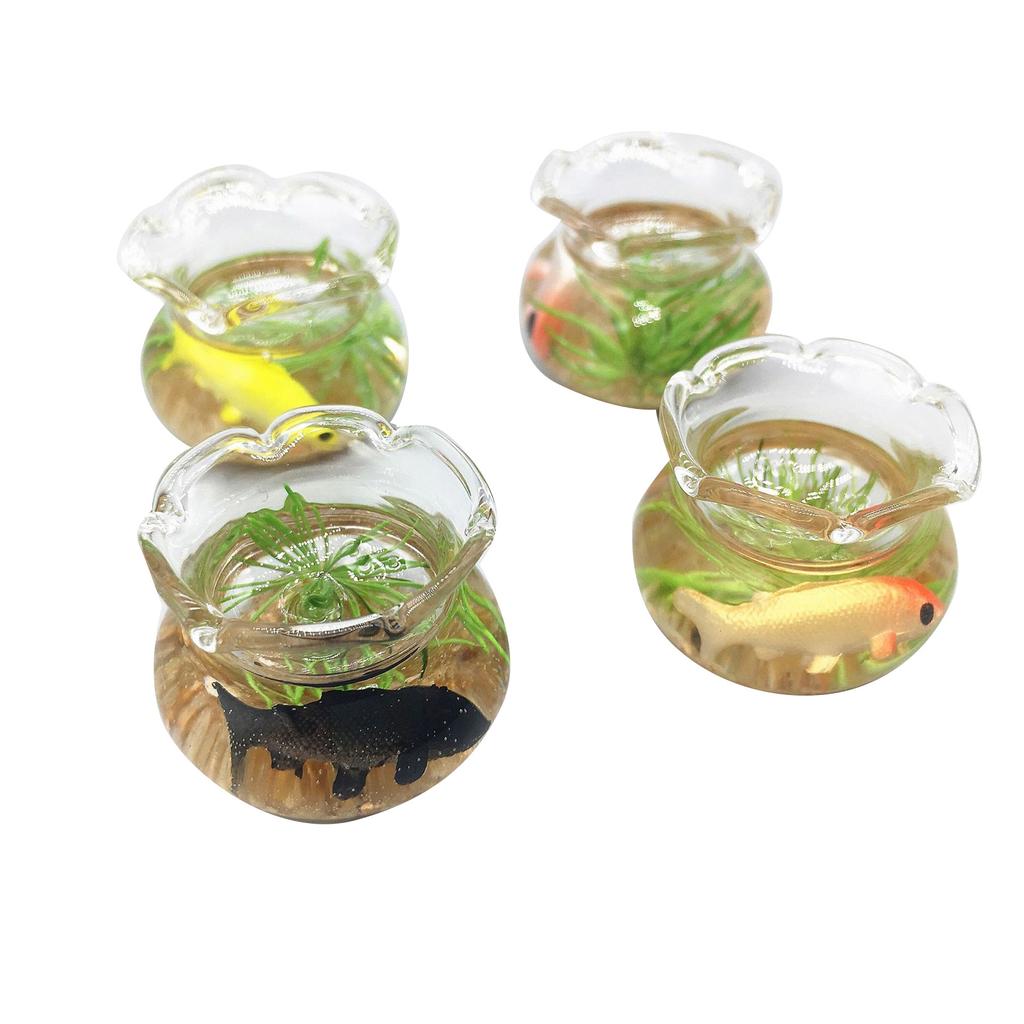 Mini Square/Round Fish Tank Realistic Glass Decor for Dollhouse Display Captivating Miniature for DIY Crafts Ornaments