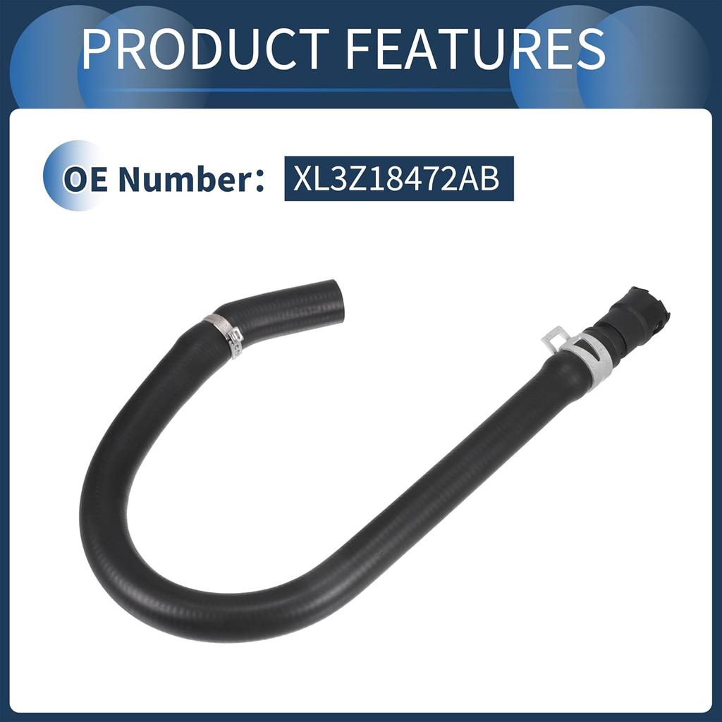 Engine Heater Hose Assembly, HVAC Heater Outlet Pipe No.XL3Z18472AB for Ford F-150 4.6L 2002-2004 for Ford Expedition 1997-2002 Rubber Black, 1 Pc