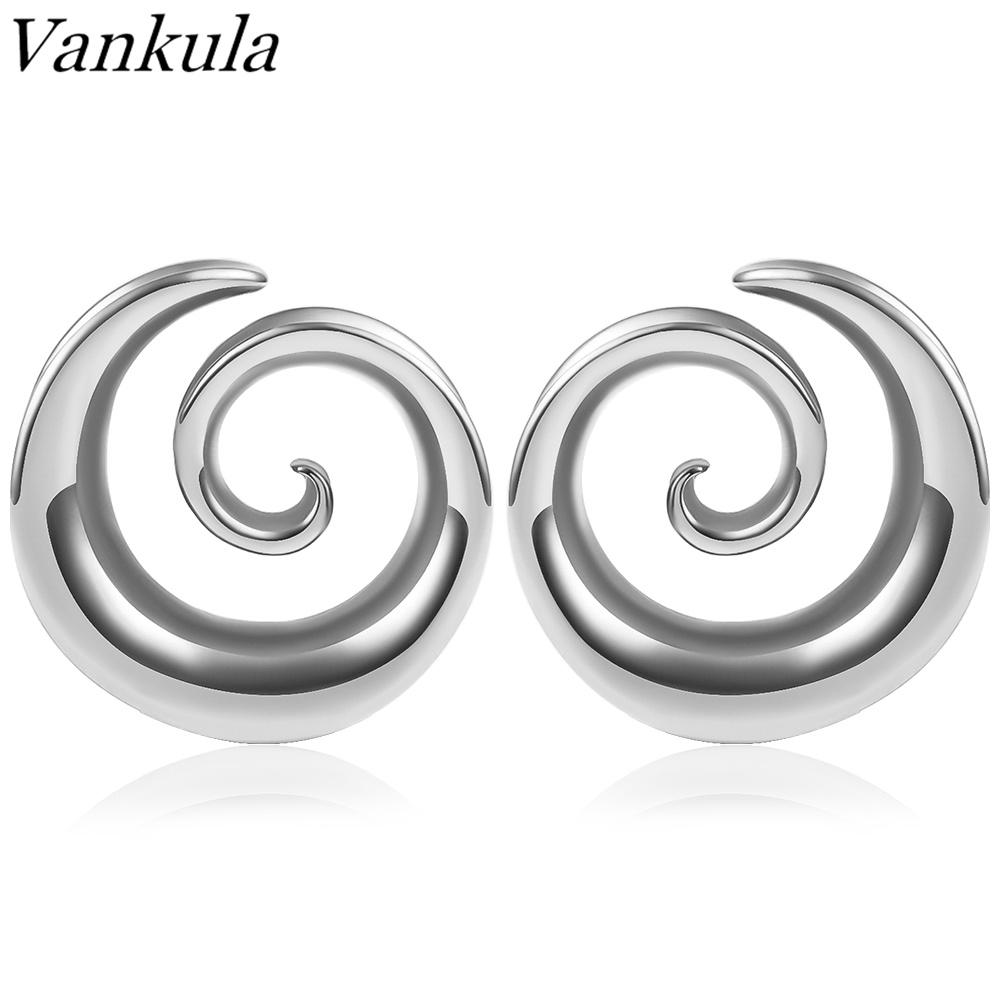 Vankula 2PCS New Round Spiral Saddle Plugs Hangers for Stretched Lobe Ear Tunnels Gauges Plugs Piercing Body Jewelry 8mm серебряный