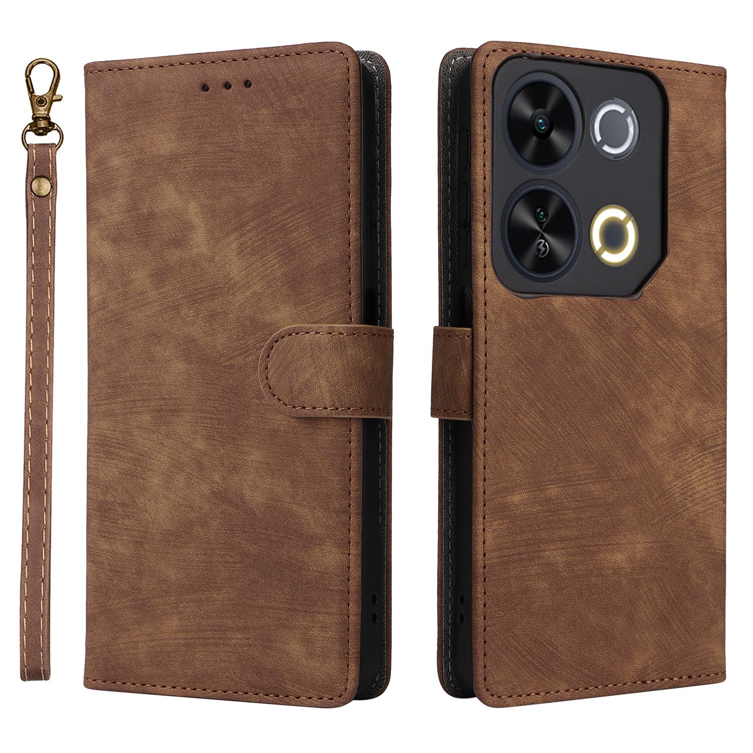 

For itel P65 P671L Wallet Case RFID Blocking PU Leather Cover Stand View Brown