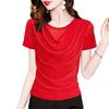 Short-sleeved T-shirt Women's Summer Dress Design Sense Irregular Bright Silk Shirt Foreign Style Small Top