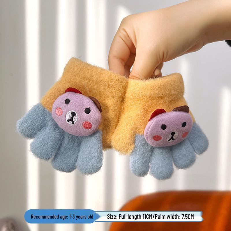 

Kids Winter Cartoon Plush Fingerless Gloves - Warm, Thick Frostproof for Boys & Girls Small Children