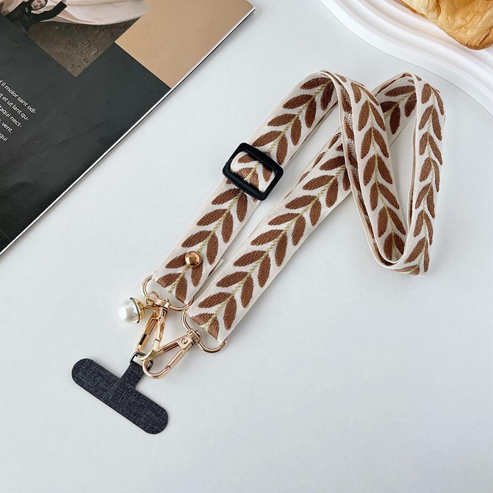 Universal Adjustable Mobile Phone Lanyard for Women Crossbody Single Shoulder Neck Strap Pearl Pendant Hanging Loss Rope