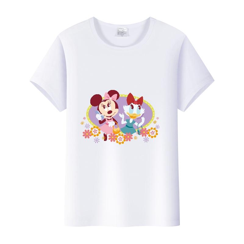 Casual Disney Cartoon Minnie Summer Blouses Men T-shirt White 2000s Tees Women Tshirt Ladies Mickey Mouse Tops Oversized Clothes