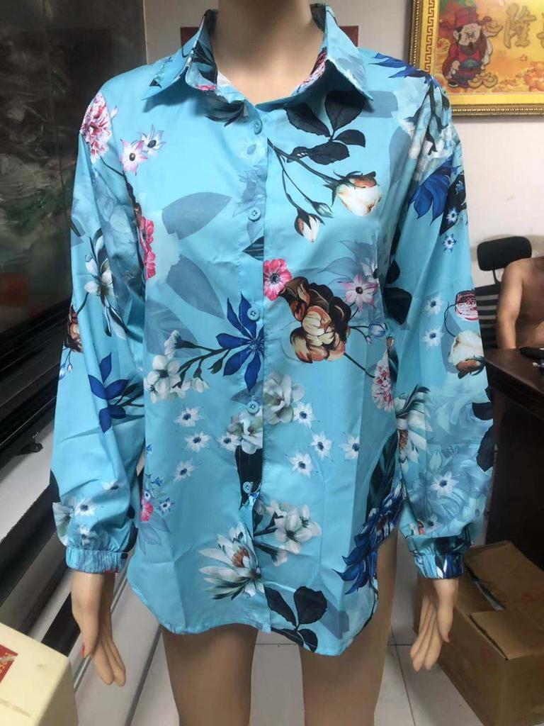 1116 European and American Fashion New EBAY Popular Long-sleeved Lapel Women's Shirt Women's Clothing