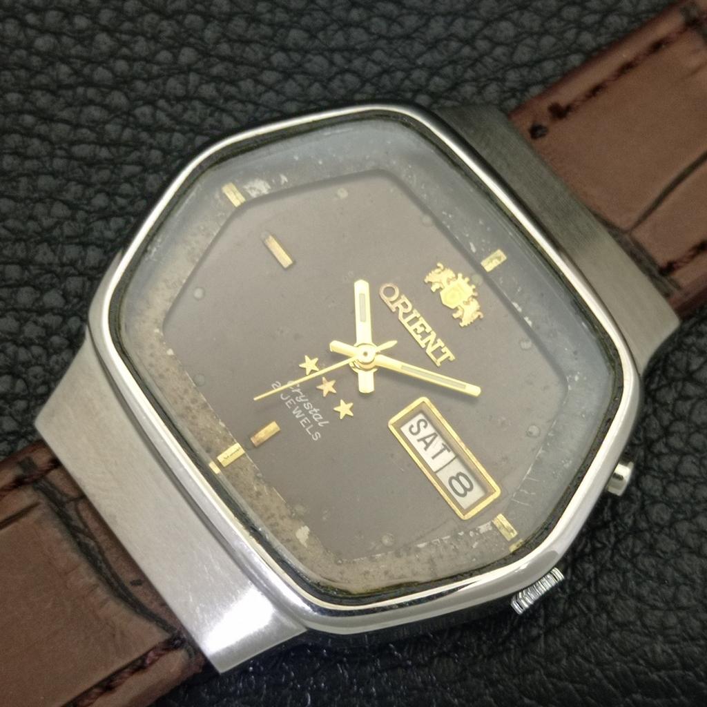 JAPAN VINTAGE ORIENT CRYSTAL AUTOMATIC 46943 MENS ORIGINAL DIAL WATCH a703470-1 R213c-a703470