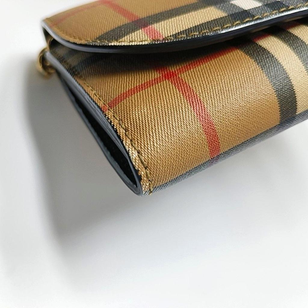[Pre-Owned] Brown Coated Canvas Wallet With Gold Hardware - Very Good #5I7B25