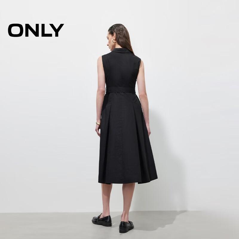 Only Women's Collared Sleeveless A-Line Maxi Dress with Tie-Waist