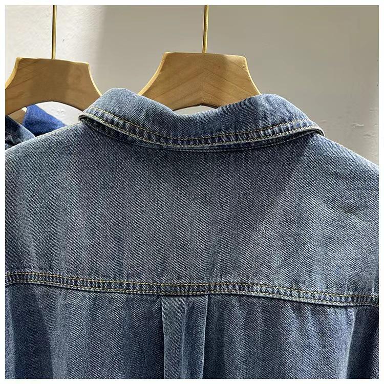 2024 Spring Women's Designer Denim Jacket: Hong Kong Korean Style, Casual Versatile Long Sleeve Layering Shirt